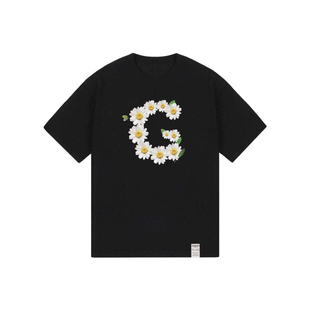 GRAVER [UNISEX]大G花笑脸短袖T恤_黑色韩国官网直邮进口MUSINSA