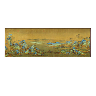 新中式千里江山图挂画青绿山水画客厅装饰画中国十大名画茶室壁画