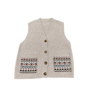 马夹春秋季新款针织开衫马甲女羊毛坎肩韩版时尚毛衣外套无袖背心