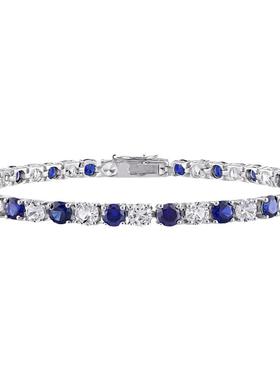 自营mimi & max14 1/4 CT TGW 打造 925 纯银蓝色和白色蓝宝石手