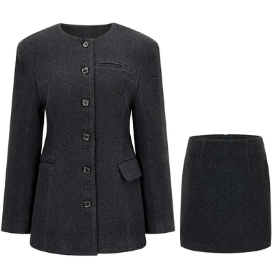 sincethen小香风毛呢套装裙秋冬