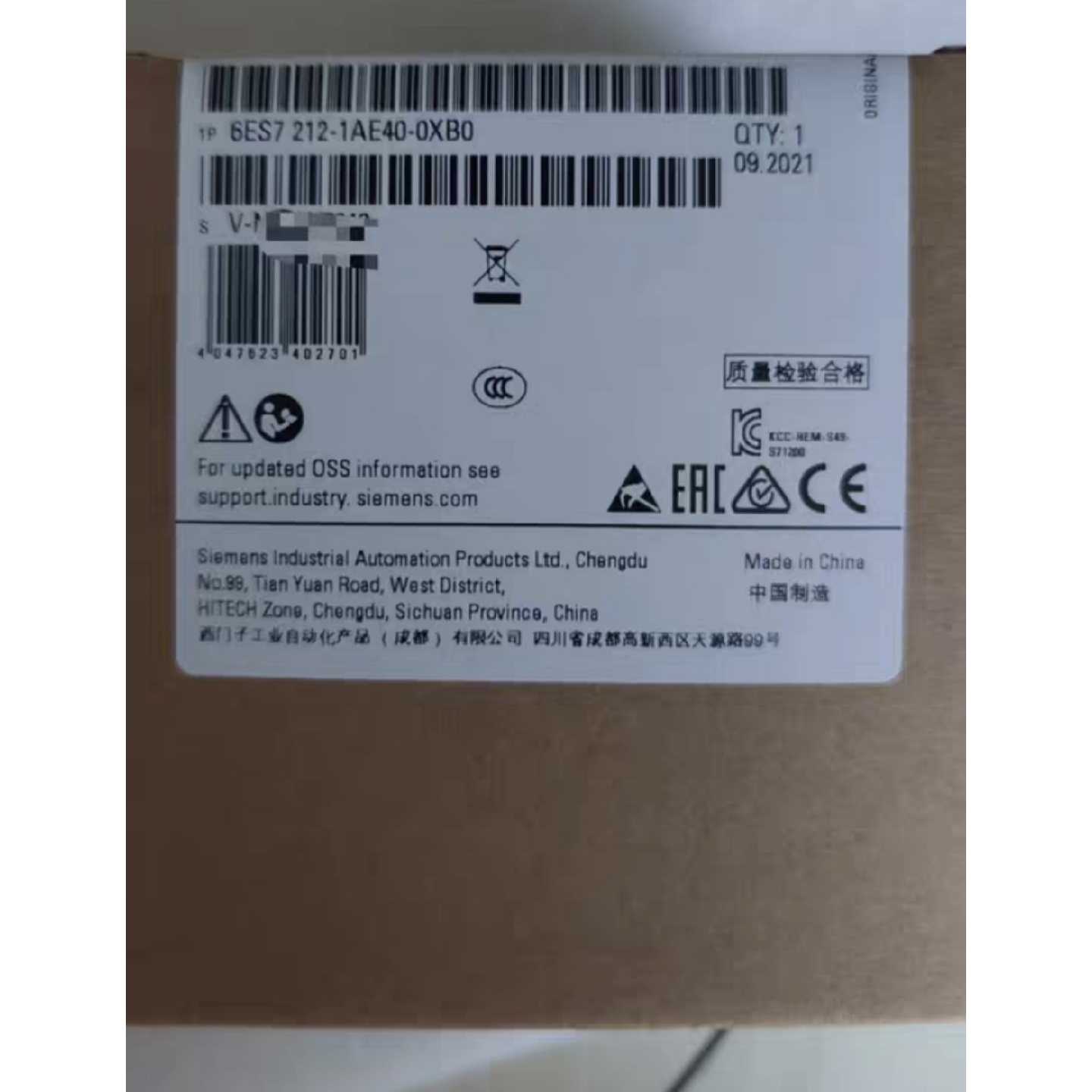 6ES72121AE400XB0西门子模块全新原装未开议价
