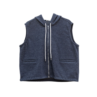 雨文她城原创连帽拉链马甲女宽松短款无袖叠穿外套休闲百搭马甲