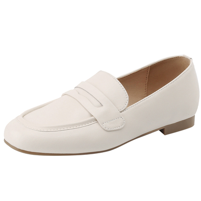 白色乐福鞋女英伦风小皮鞋