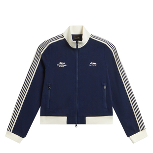 李宁华夫格外套女士春季2026新款修身球迷风上衣拉链卫衣女运动服