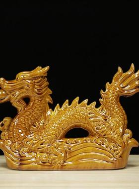 唐三彩龙摆件陶瓷龙生肖龙工艺品家居客厅橱窗室内室外摆设礼品