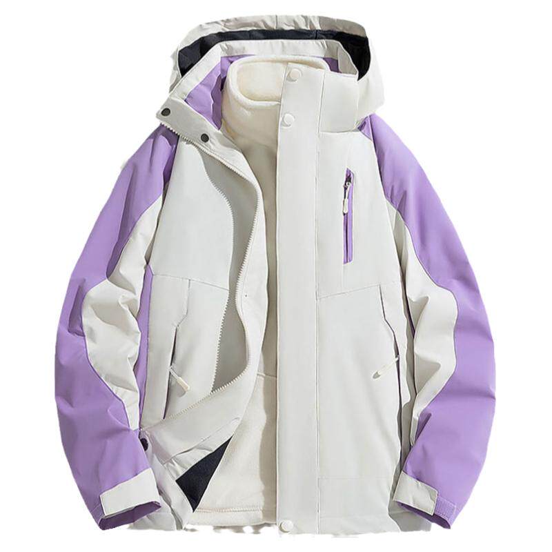 户外冲锋衣男女三合一两件套外套秋冬季加绒加厚大码可拆卸登山服