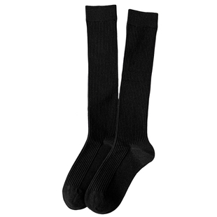 不会丢的袜子 白色长筒袜女款小腿袜纯棉春秋显瘦细条纹jk堆堆袜