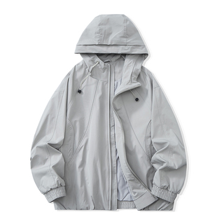 2025新款男士连帽夹克外套春秋款休闲百搭上衣潮流帅气男装衣服