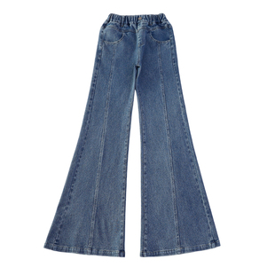 女童牛仔裤微喇春秋季2026新款春装初中生女孩裤子儿童喇叭裤大童