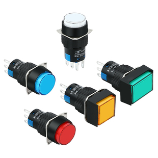 一佳带灯按钮YJ-LA16自锁复位小型圆形方形点动启动停止开关16mm