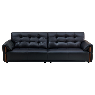 全友家居复古卢卡真皮沙发焦糖棕色客厅轻奢高级黑色沙发U10001