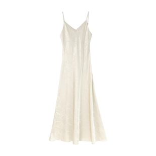 JKJS 缎面压花工艺 新中式吊带裙气质连衣裙长裙高级感长款裙子