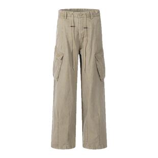 INKNOTS美式复古水洗做旧廓形工装裤男女宽松直筒休闲Vintage裤子