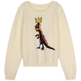 今屿花花米白色毛衣秋冬女小个子2024年新款设计感小众毛线衣外穿