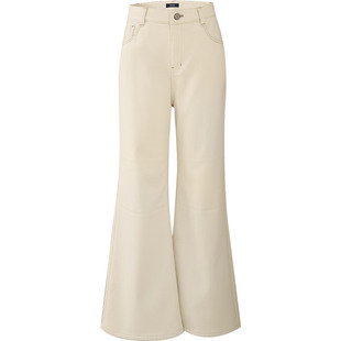 娅丽达加绒微喇牛仔裤女锁色裤子2025冬季新款高弹力黑色喇叭女裤