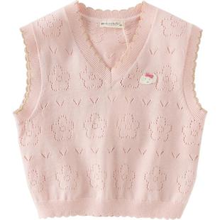 戴维贝拉儿童毛衣背心2025新款秋装马甲女童针织衫女宝宝纯棉上衣