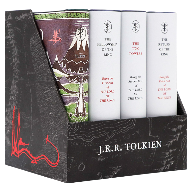 霍比特人指环王80周年纪念版 英文原版小说 The Hobbit The Lord of the Rings JRR Tolkien 魔戒礼盒盒装套装 托尔金小说4册合售