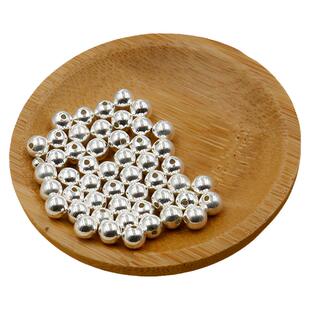 2MM起银珠珠光珠圆珠S925纯银素银散珠手工串珠DIY配件红绳手脚链