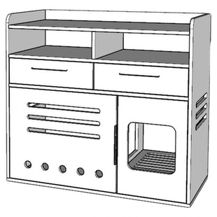 定制实木猫砂柜半封闭式猫厕所柜子防漏砂走廊式猫砂盆柜阳台猫柜