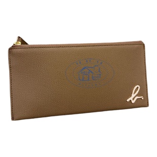 香港專櫃代購Agnes b 時尚品牌LOGO十字纹防刮牛皮拉链长钱包女款