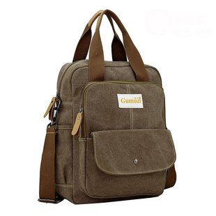 2025新款帆布包休闲男单肩包手提包竖款斜跨包包斜挎包 双肩背包