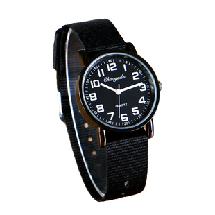 帆布带儿童手表男孩小学生防水石英表男童指针小孩男生时钟电子表