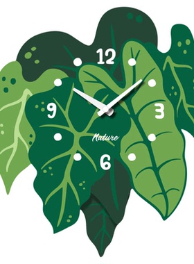 热带植物挂钟静音简约装饰可摇摆