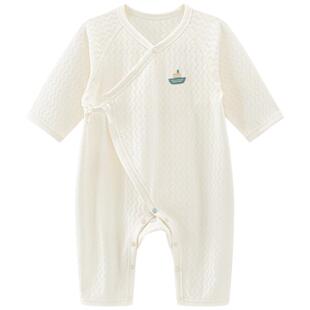 乖奇熊初生宝宝连体衣春夏季薄款睡衣透气新生婴儿纯棉哈衣和尚服