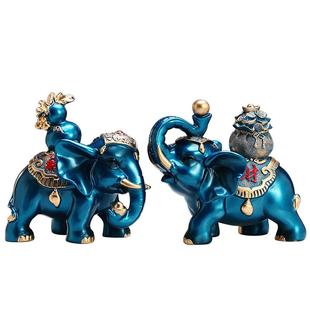 招财大象一对摆件轻奢高档客厅柜子电视柜酒柜家居现代创意装饰品