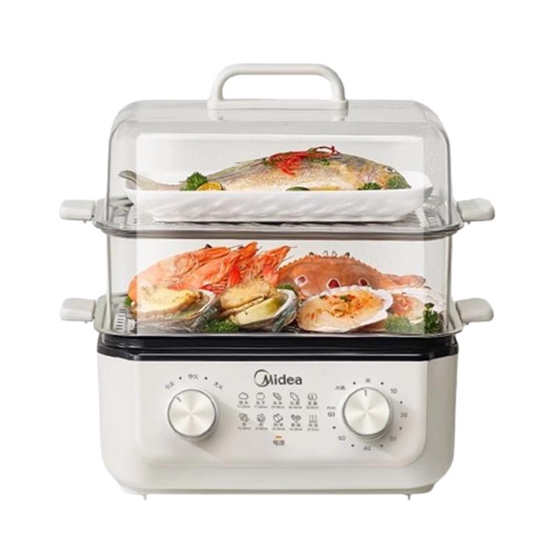 美的电蒸锅家用三层多功能蒸锅煮锅一体大容量双旋不锈钢2025新款