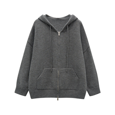 大码胖mm休闲双拉链针织毛衣外套