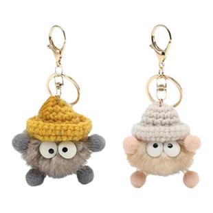 适用LV挂件水貂毛小煤球包包挂件书包可爱丑东西公仔挂饰车钥匙扣