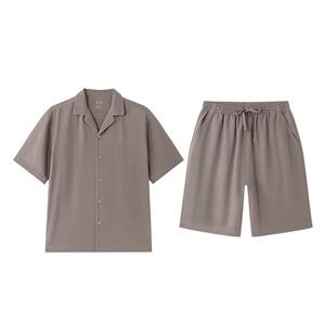 【张凌赫推荐】全棉时代双层纱布印花开襟短袖短裤家居服情侣套装