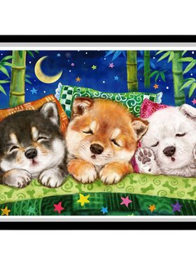 动物狗温馨卧室床头5d钻石画粘钻