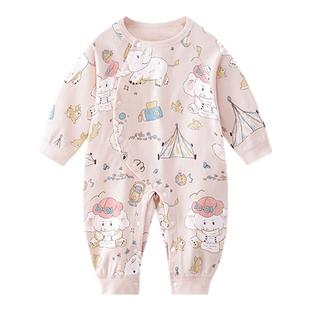 婴儿连体衣2025新款新生宝宝开秋衣服春秋季秋装女童打底睡衣哈衣