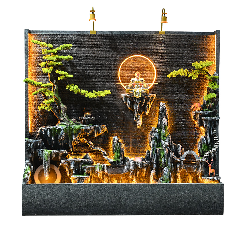 户外庭院水幕墙屏风假山循环流水落地招财风水轮喷泉水景装饰摆件