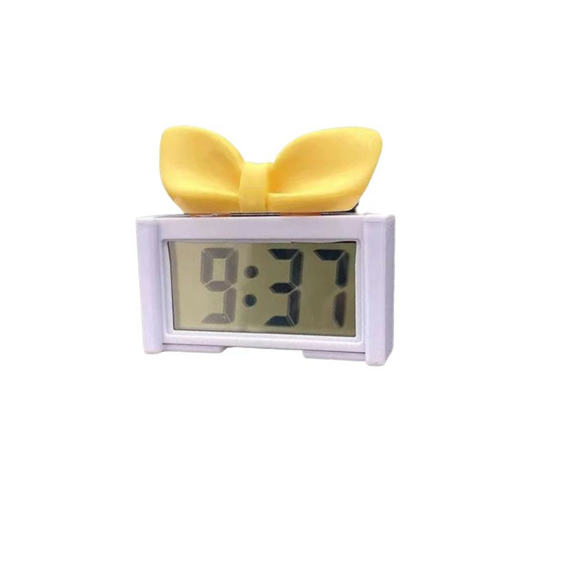 电动三轮车载蝴蝶结迷你电子表时钟数显大数字简约可爱少女小摆件