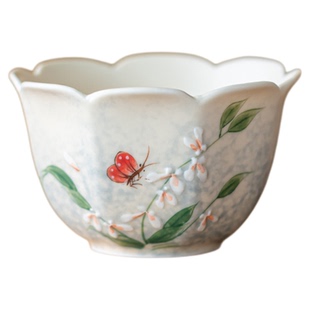 画续水彩风手绘蝶舞花间主人杯单杯女式功夫品茗茶杯单个陶瓷对杯