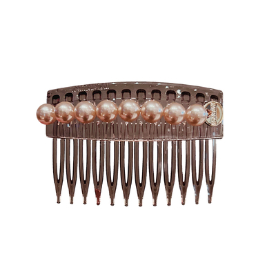 韩版咖色珍珠倒插梳前额侧边夹刘海夹公主头发卡甜美半扎发梳头饰