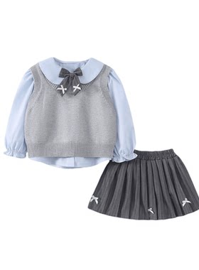 拉夏贝尔女童春秋学院风三件套