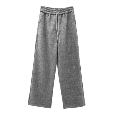 敲闪的烫钻毛呢阔腿裤！好好看～