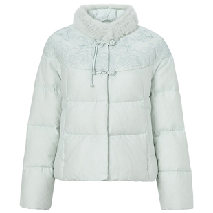 马天奴2025冬季新款绣花毛领新中式羽绒服短款国风保暖外套袄子女