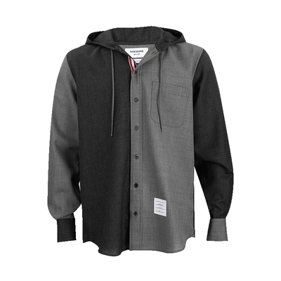 ThomBrowne条纹连帽长袖衬衫男