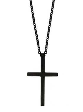 嘻哈个性简约十字架男女钛钢项链