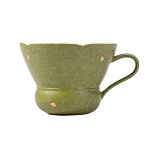 雅器茶居—青花火石红洒金橘绿色花瓣把手杯陶瓷功夫茶具防烫茶杯