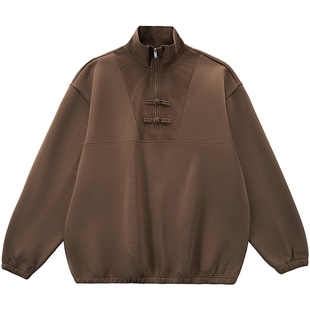 【CLOTTEE by CLOT】半拉链罗纹拼接立领卫衣 盘扣 中式 榫卯系列