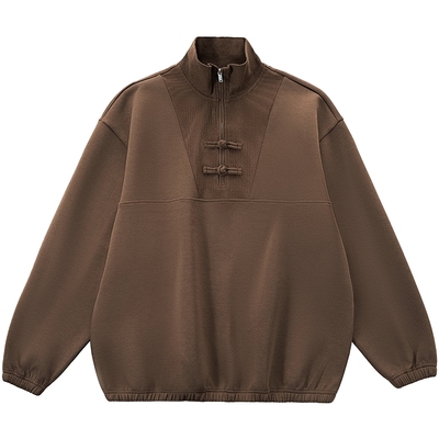 【CLOTTEE by CLOT】半拉链罗纹拼接立领卫衣 盘扣 中式 榫卯系列