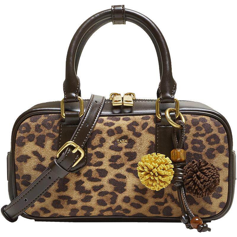 TATA他她松果波士顿包包冬保龄球包通勤单肩包女小方包X3488CX5