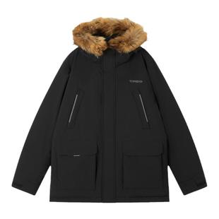 探路者羽绒服男22秋冬新款户外防风保暖男款运动登山毛领棉服外套